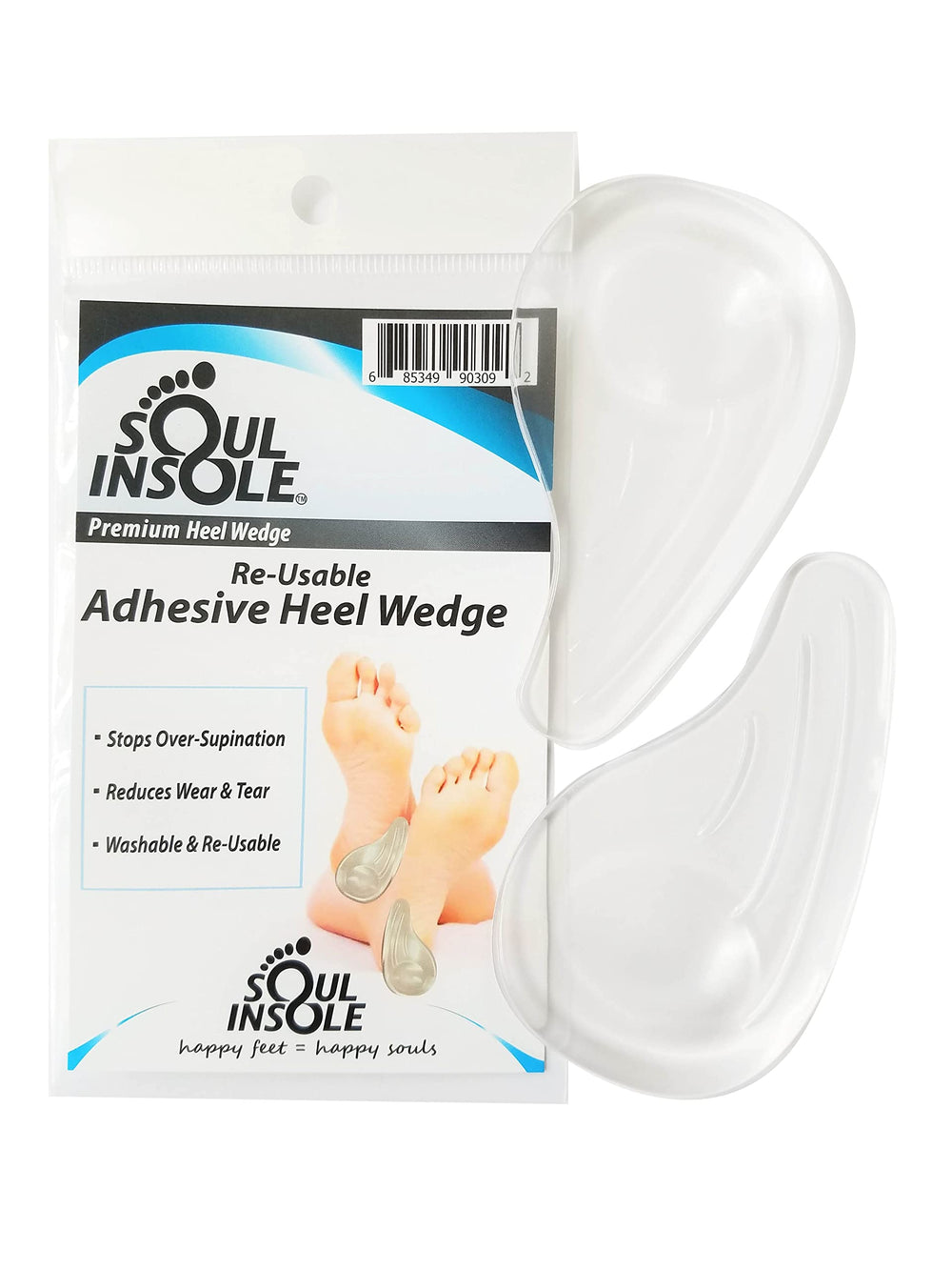 Soul Insole self-sticking heel pad grips inside footwear for secure placement.