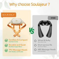 Soulajeur USB-C charging with 90-minute battery for daily sessions.
