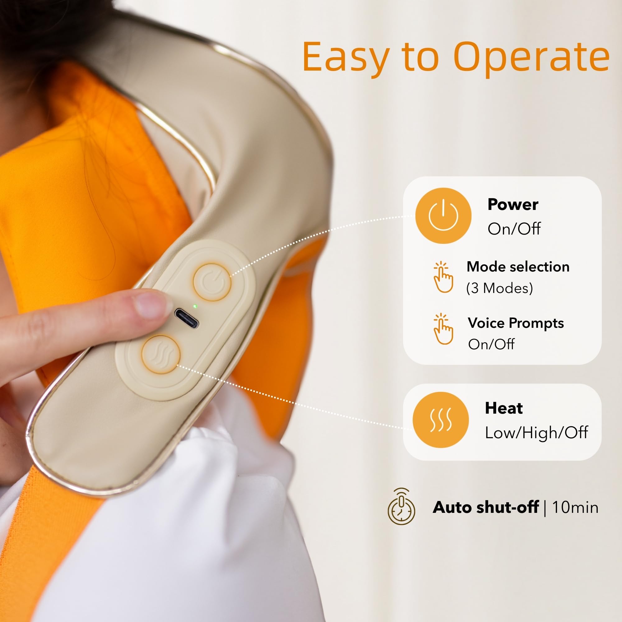 Soulajeur voice prompts guide your massage for hands-free relief.