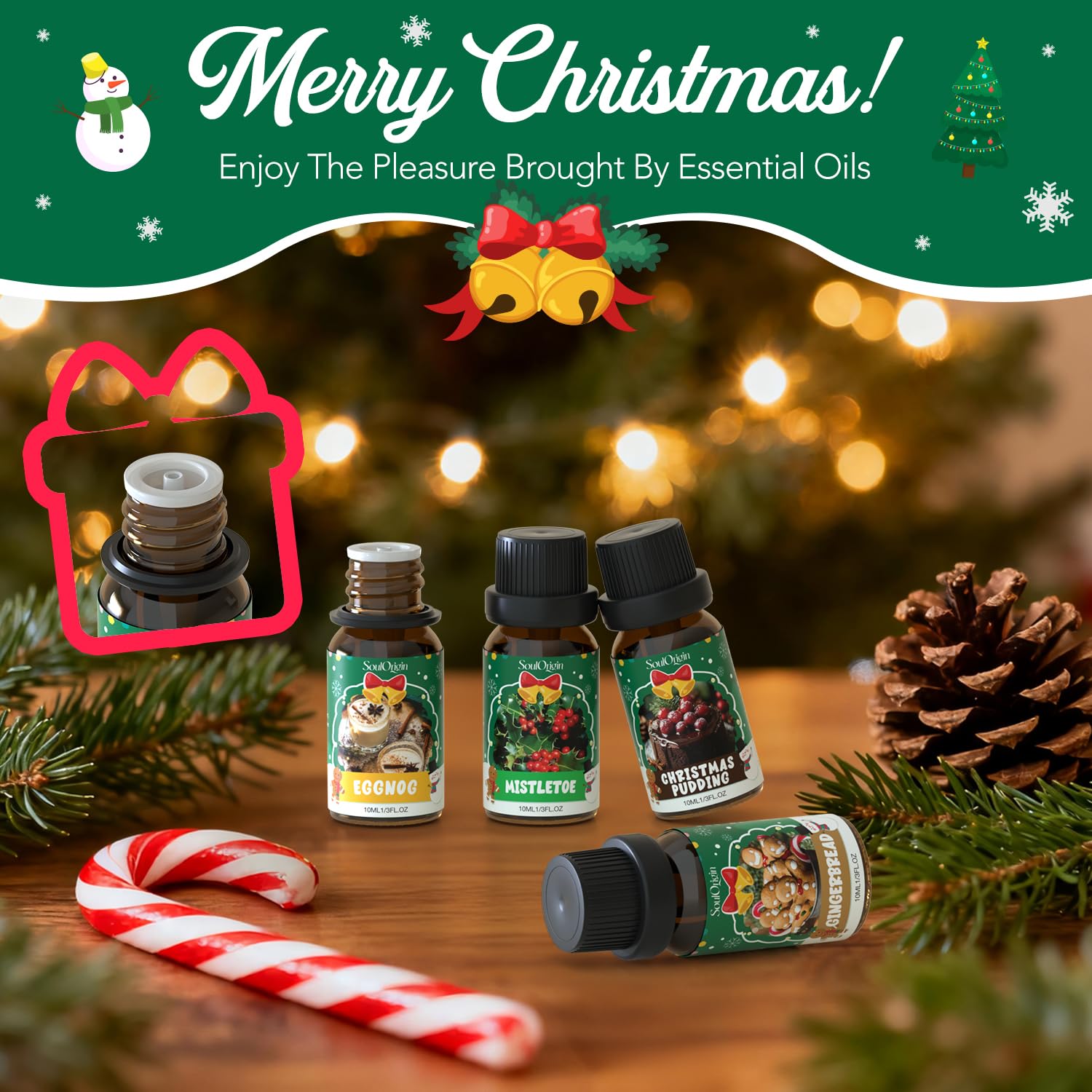 SoulOrigin Gingerbread oil image suggests warm spice in rooms.