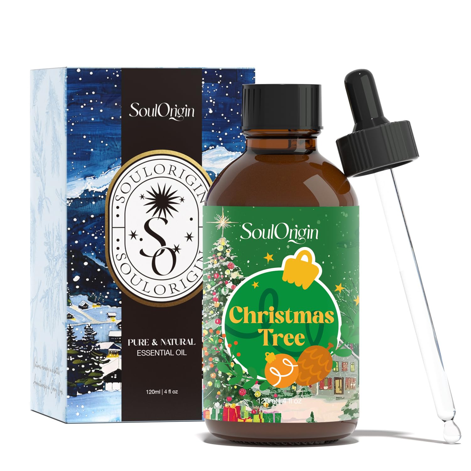 SoulOrigin Christmas Tree essential oil bottle with pine aroma for aromatherapy