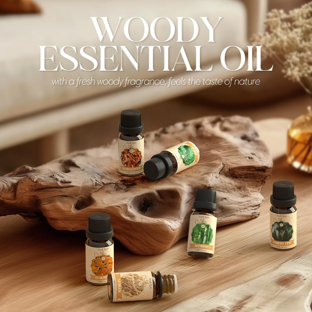 SoulOrigin Woody Oils Teak bottle captured in warm lighting