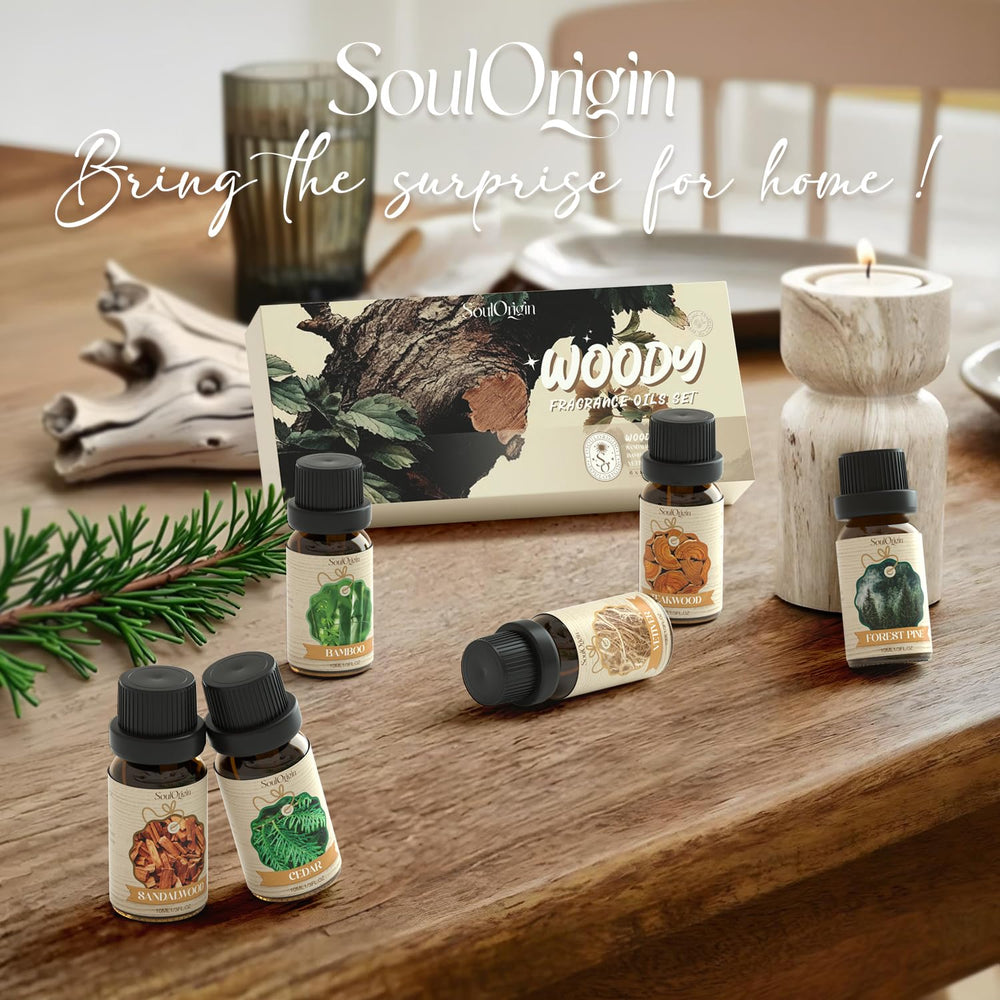 SoulOrigin Woodland Mix bottle highlights versatile aroma blends