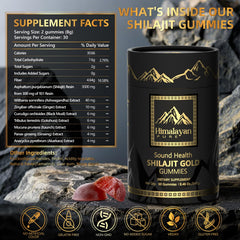 Sound Health Plus Shilajit Gold Gummies pack close-up highlighting daily energy support.