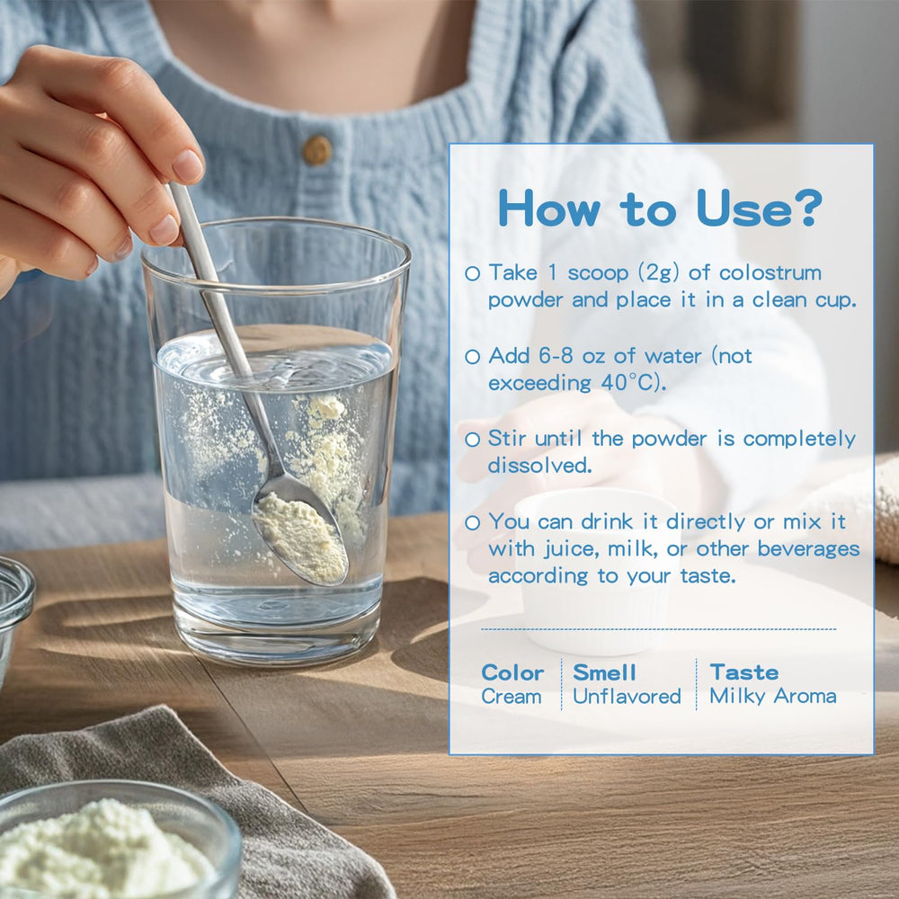 Sound Health Colostrum powder unflavored for daily routine with beverages.