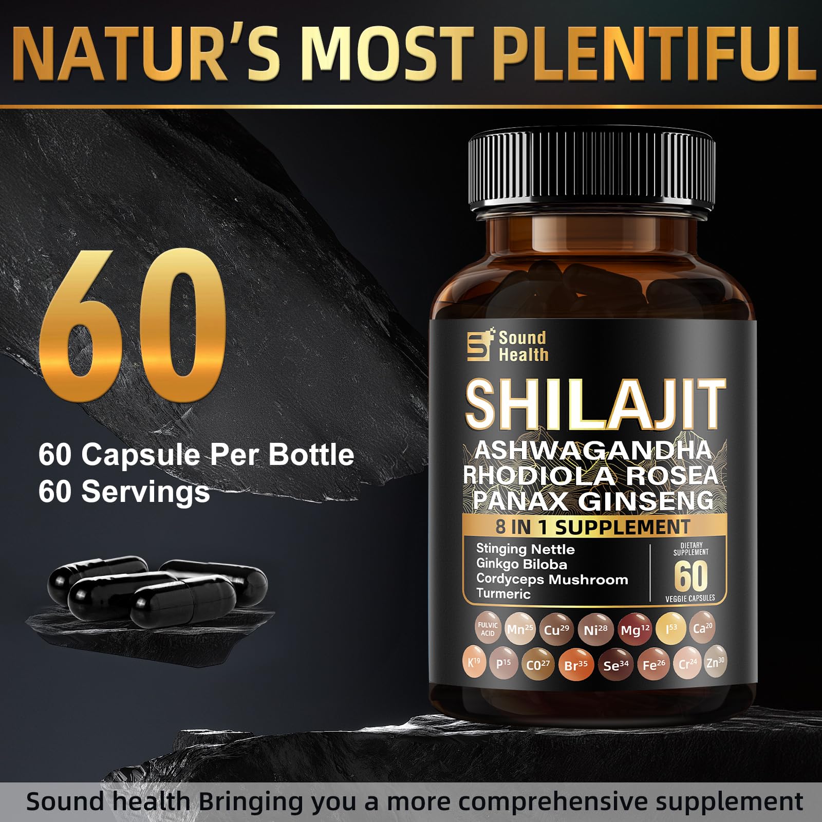 SoundHealth 8-in-1 formulation capsule for comprehensive daily nutrition and wellness support.