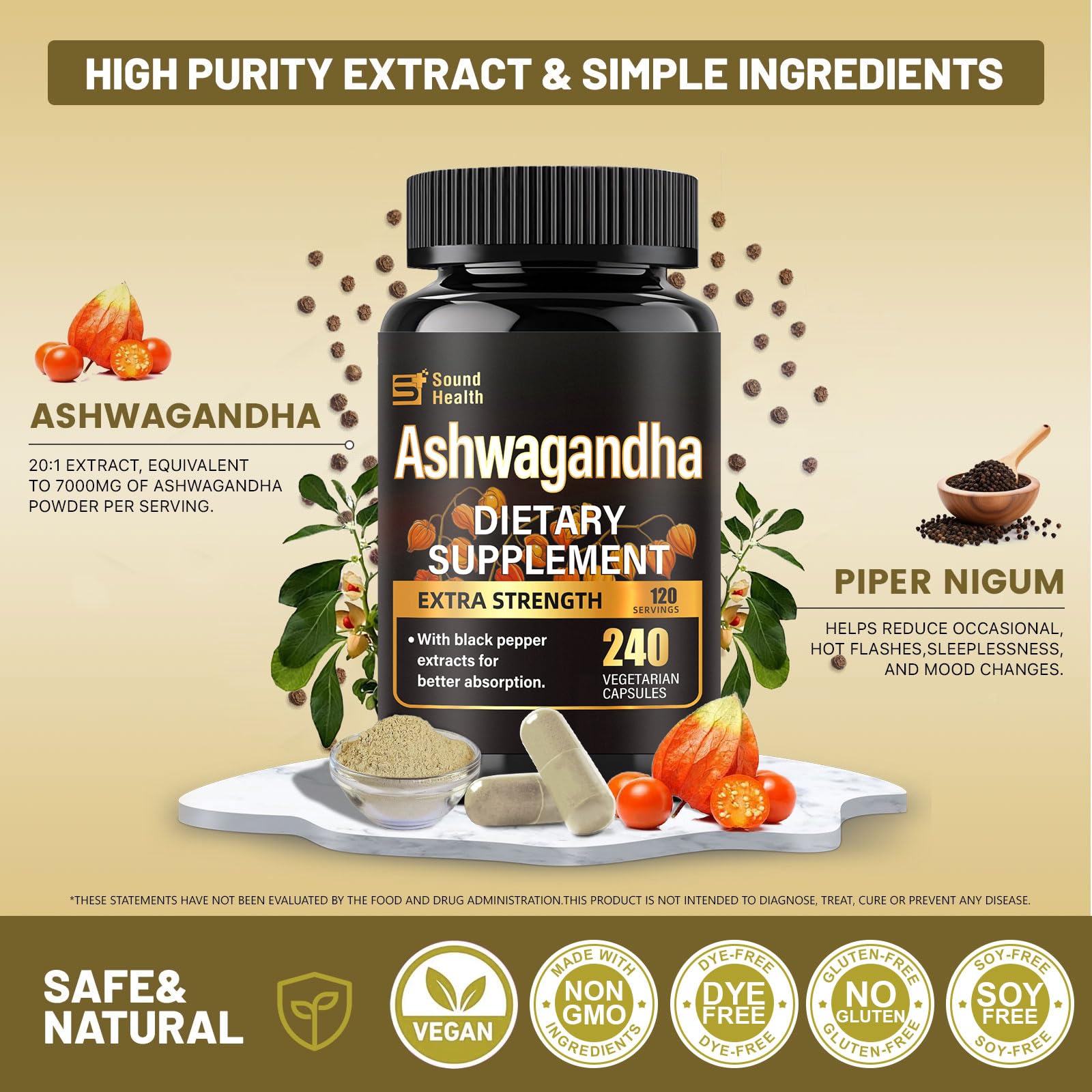 Pouring SoundHealth Ashwagandha capsules for a daily dose