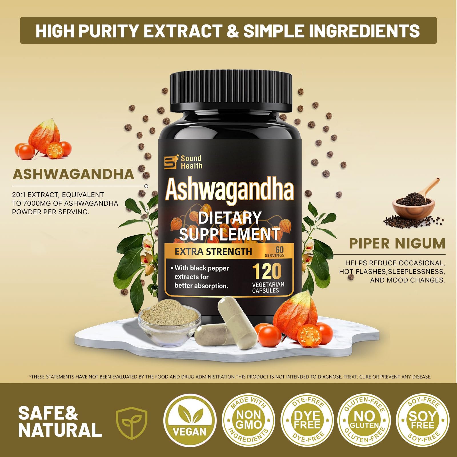 SoundHealth ashwagandha sin gluten para dietas limpias
