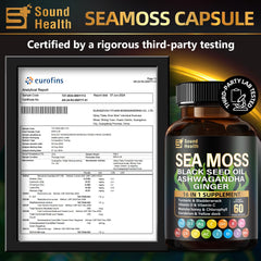 SoundHealth Sea Moss Capsules close-up shows easy daily use.
