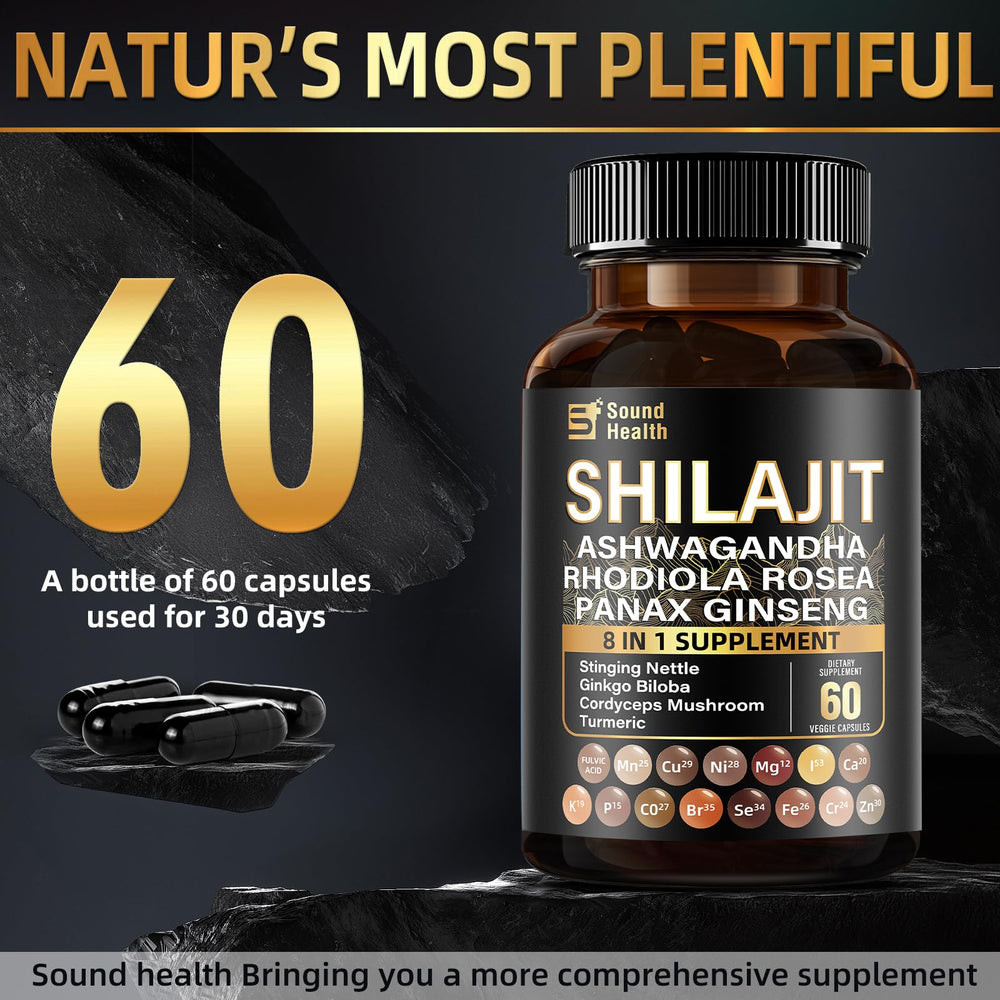 SoundHealth package unboxing emphasizes natural sea moss and shilajit core.