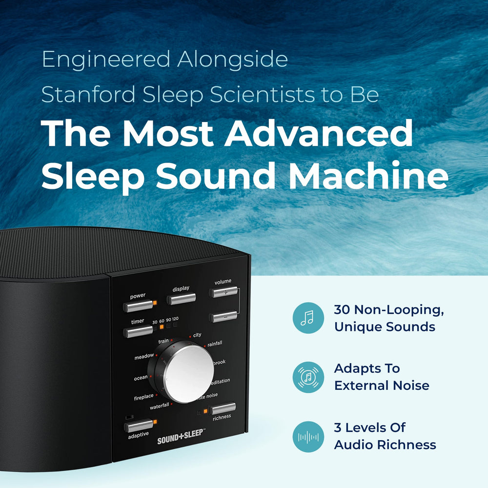 Sound+Sleep close-up speaker grille delivering rich, immersive audio.