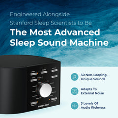 Sound+Sleep close-up speaker grille delivering rich, immersive audio.