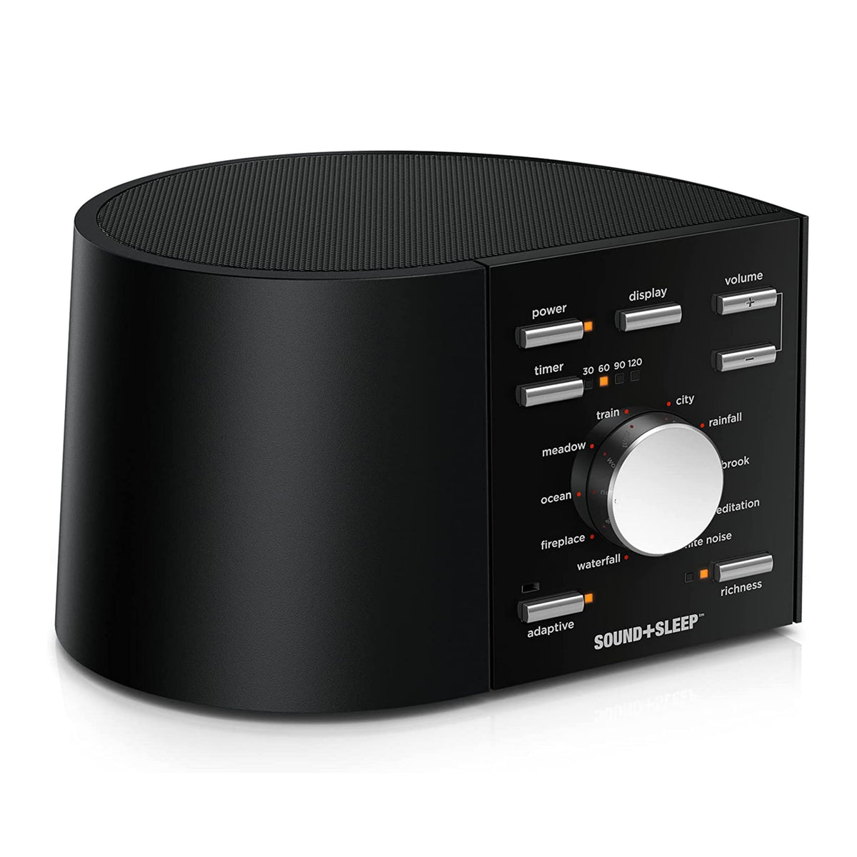Sound+Sleep front panel controls for quick, personalized sound sessions.