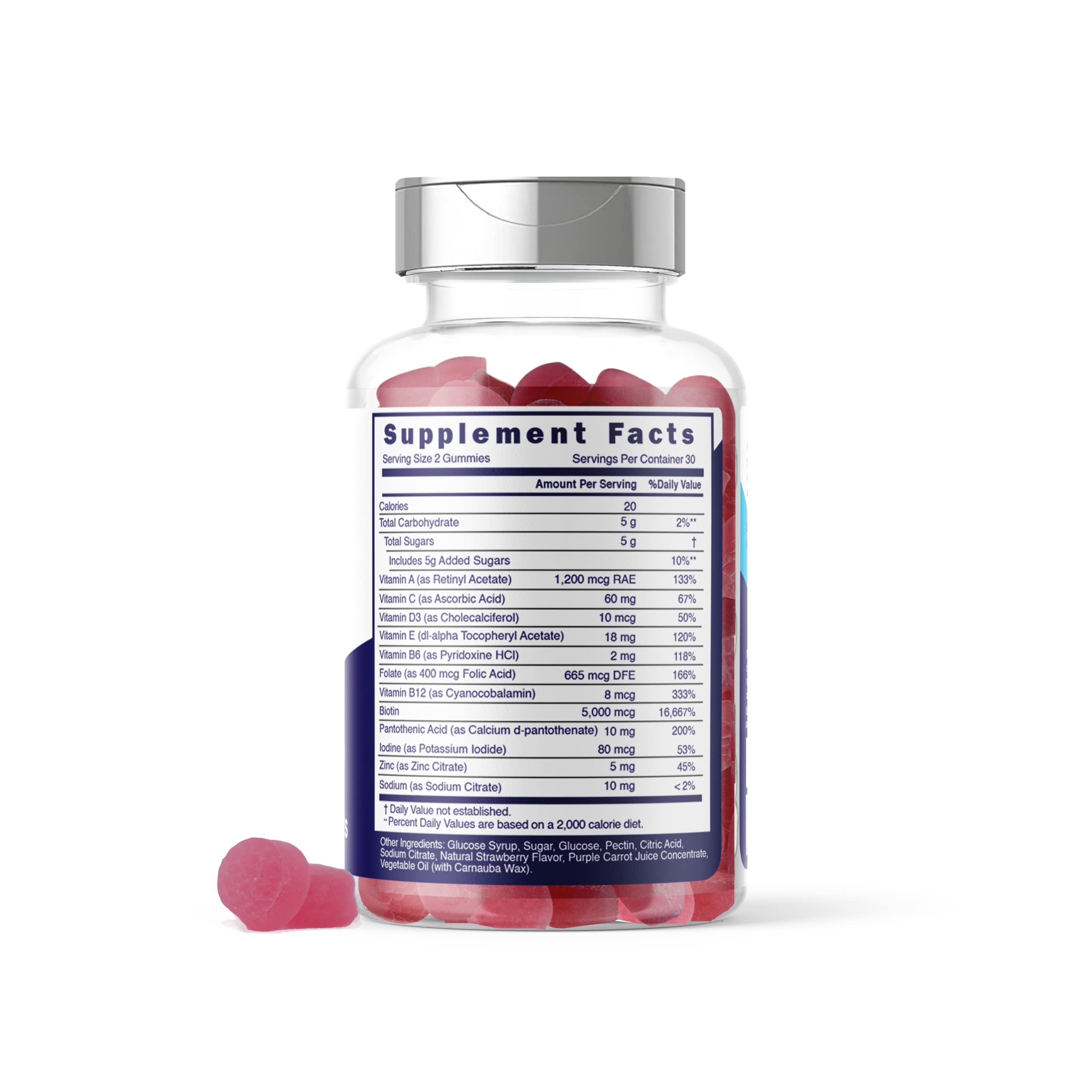 Source Biology Biotin 5000mcg Complex label close-up; highlights vitamins for hair health.