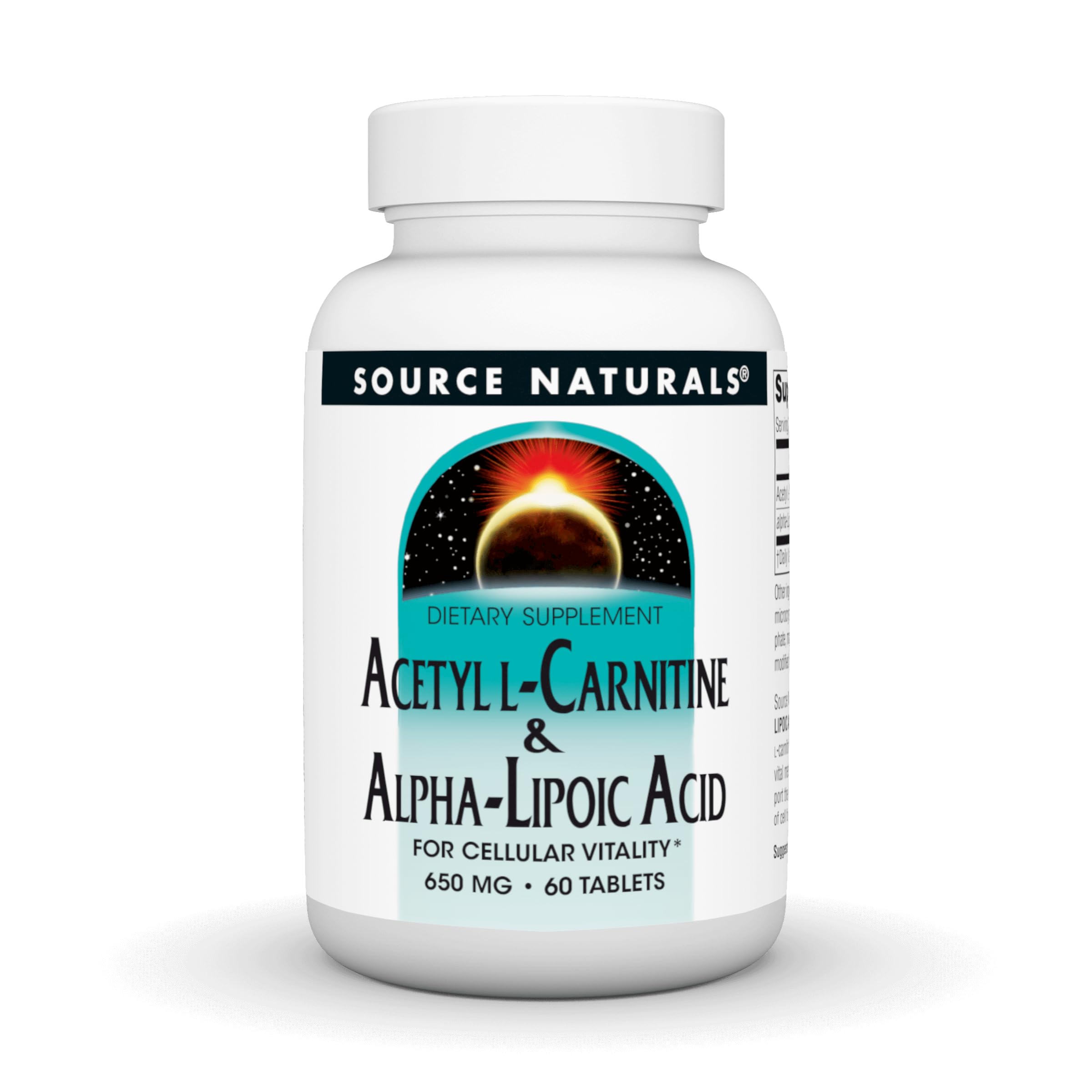 Source Naturals Acetyl L-Carnitine and Alpha-Lipoic Acid bottle for daily vitality