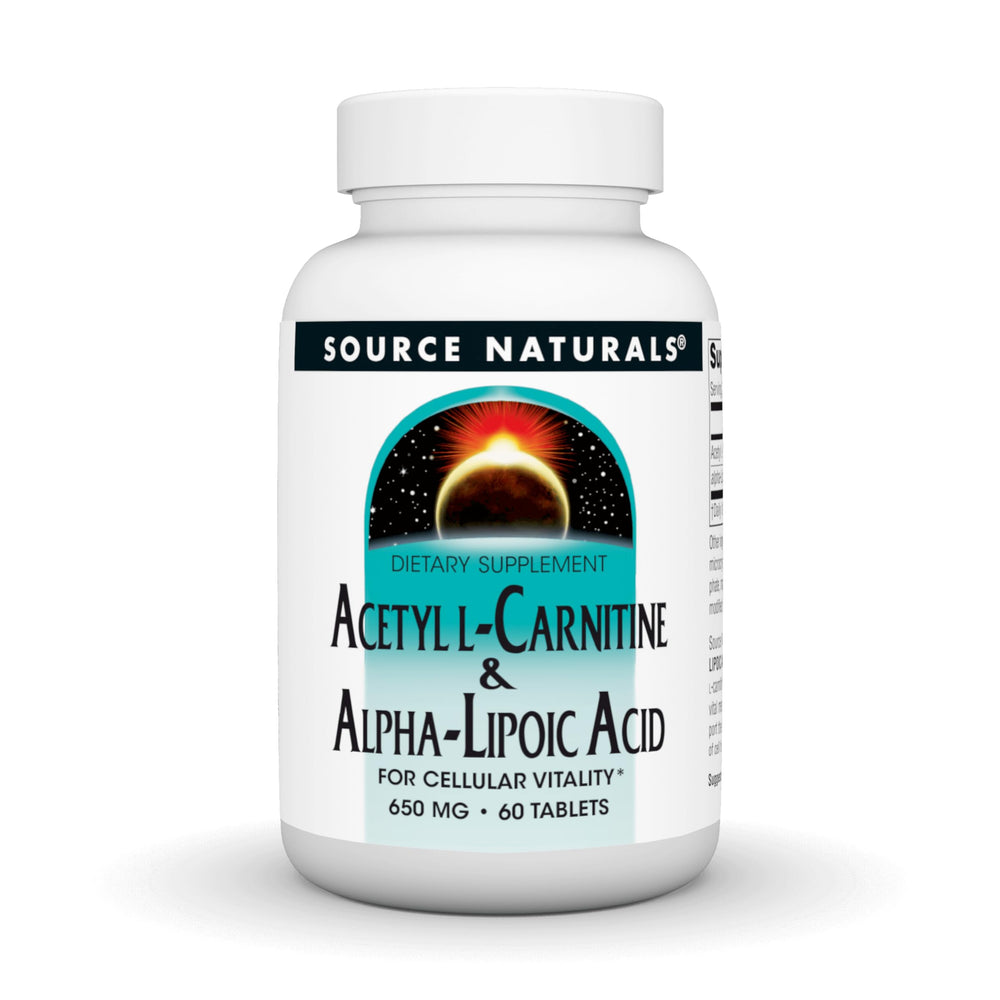 Source Naturals Acetyl L-Carnitine and Alpha-Lipoic Acid bottle for daily vitality