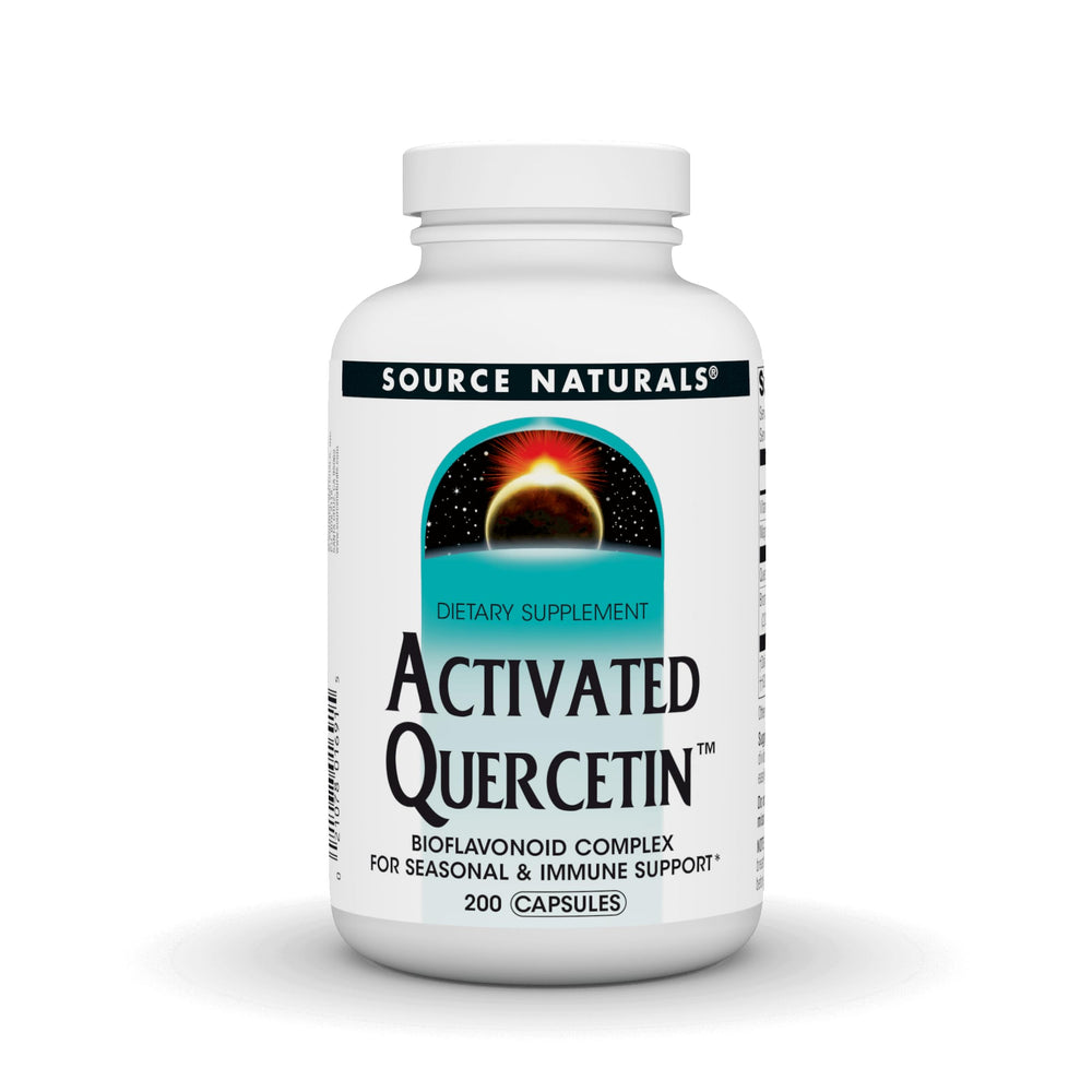 Source Naturals Activated Quercetin bottle front illustrating seasonal support.