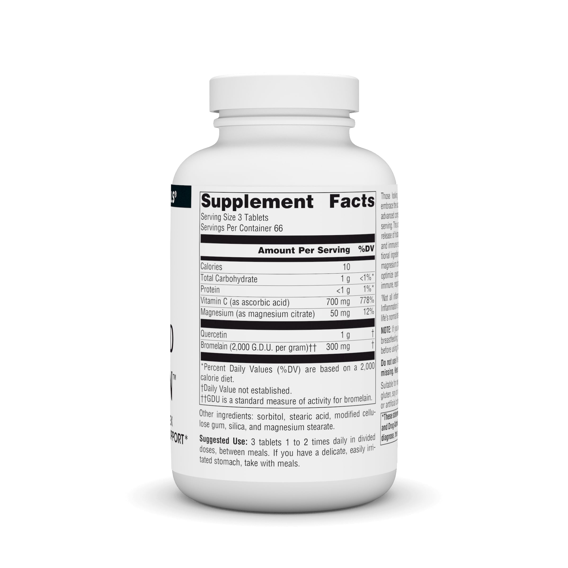 Source Naturals Activated Quercetin with bromelain close-up emphasizing immune support