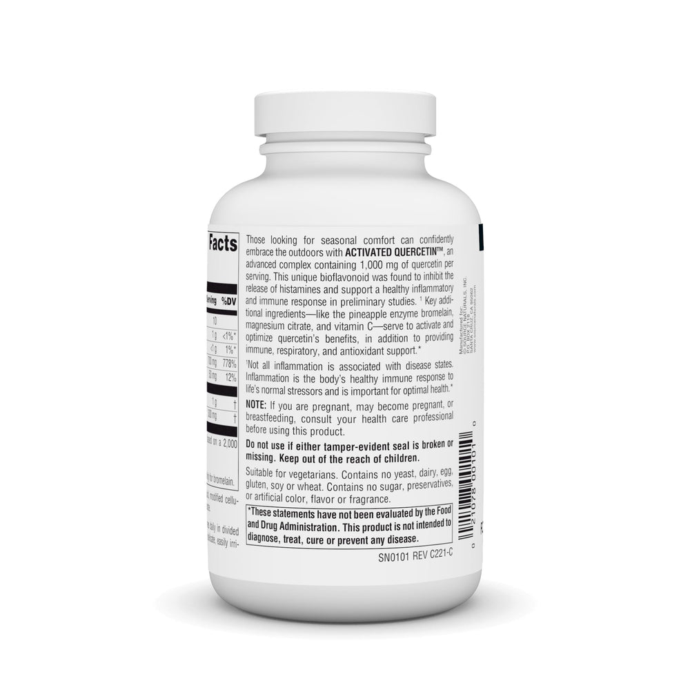 Source Naturals Activated Quercetin capsules close-up for vegetarian-friendly supplement