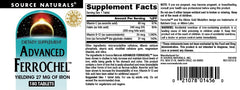 Source Naturals Advanced Ferrochel vegan formula for plant-based diets.