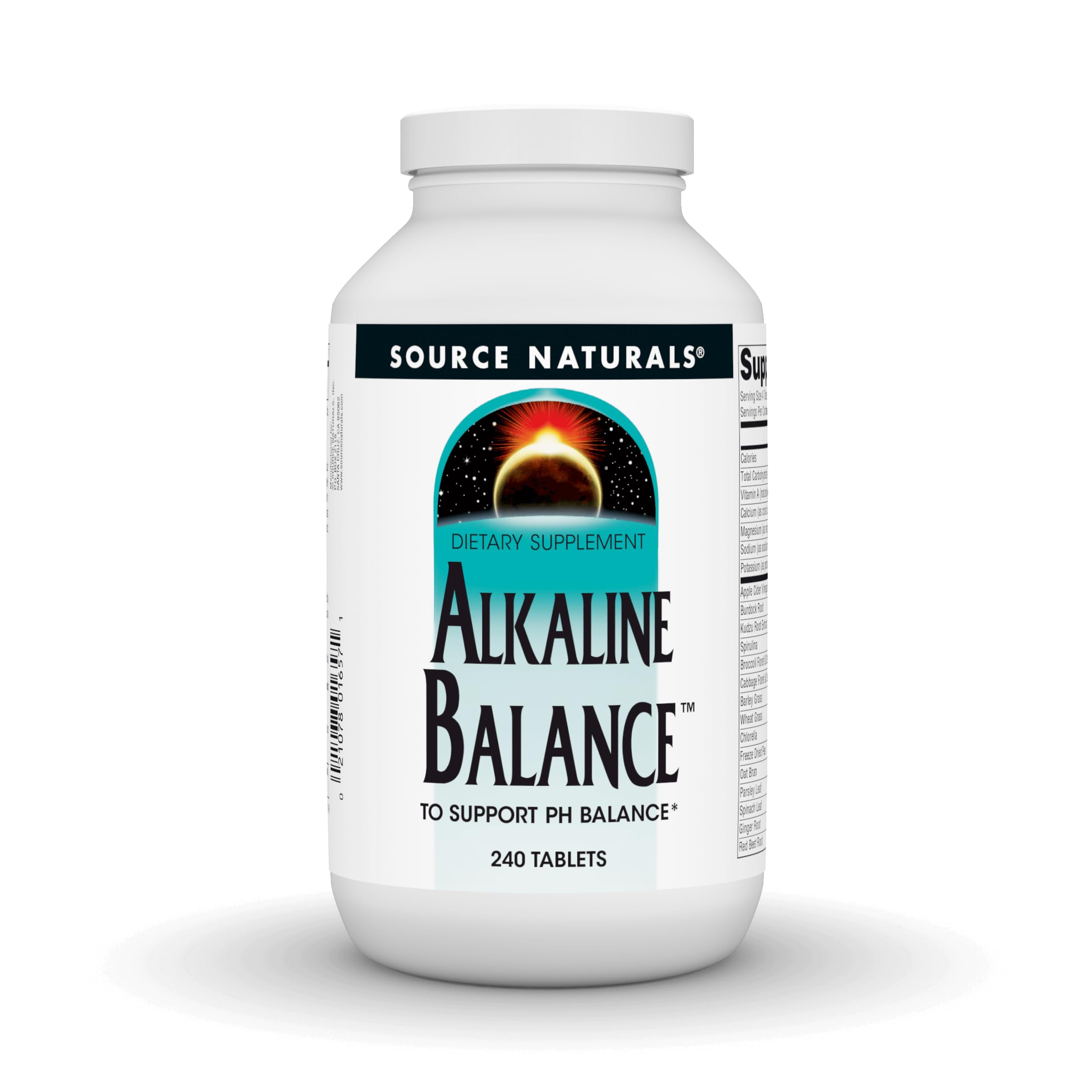 Source Naturals Alkaline Balance tablets in bottle for daily alkalinity support