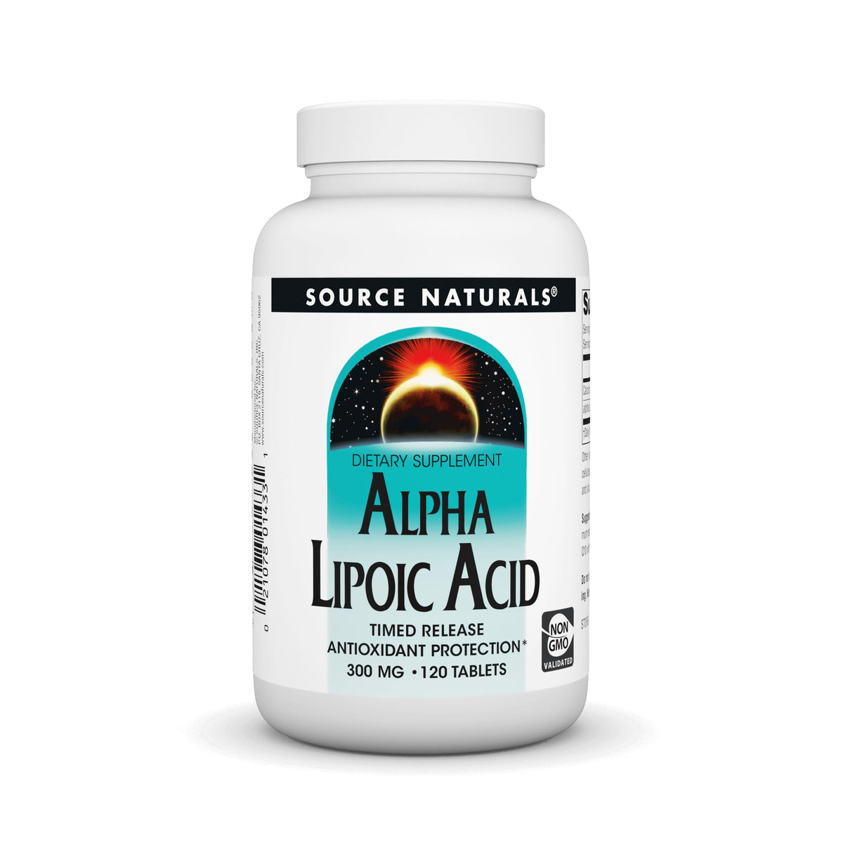 Source Naturals Alpha Lipoic Acid time-release bottle with antioxidant support.