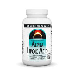 Source Naturals Alpha Lipoic Acid time-release bottle with antioxidant support.