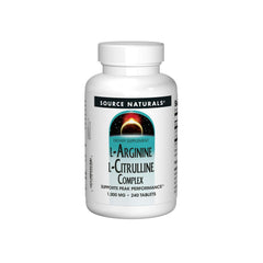 Source Naturals L-Arginine L-Citrulline Complex bottle with potent amino acid blend.
