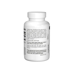 Source Naturals L-Arginine L-Citrulline Complex tablets close-up; easy daily dosing.