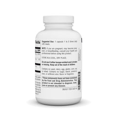 Source Naturals bottle label shows 500mg allergen-free formula for sensitive users