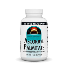 Source Naturals Ascorbyl Palmitate 500mg capsules, fat-soluble vitamin C form, easy to swallow