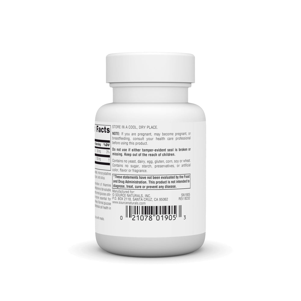 Benfotiamine 150 mg tablets close-up for daily use.