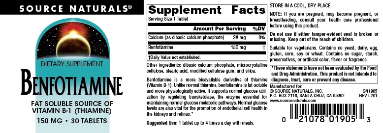 Vegetarian-friendly benfotiamine label on the bottle.