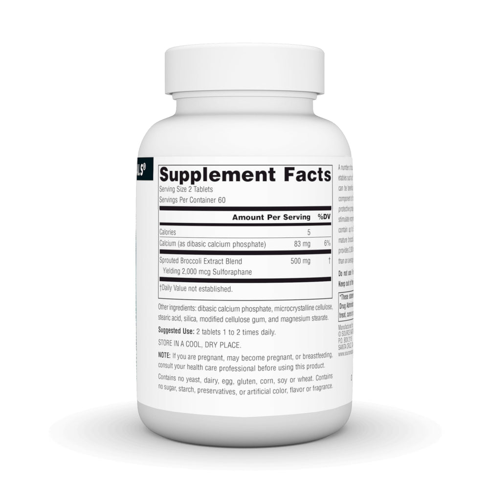 Source Naturals broccoli sprouts extract tablets 250 mg for daily supplementation