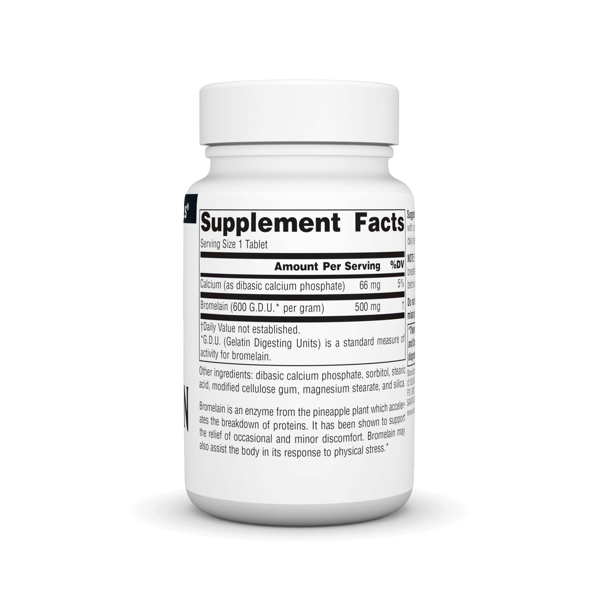 Source Naturals Bromelain tablets close-up for everyday protein digestion support.