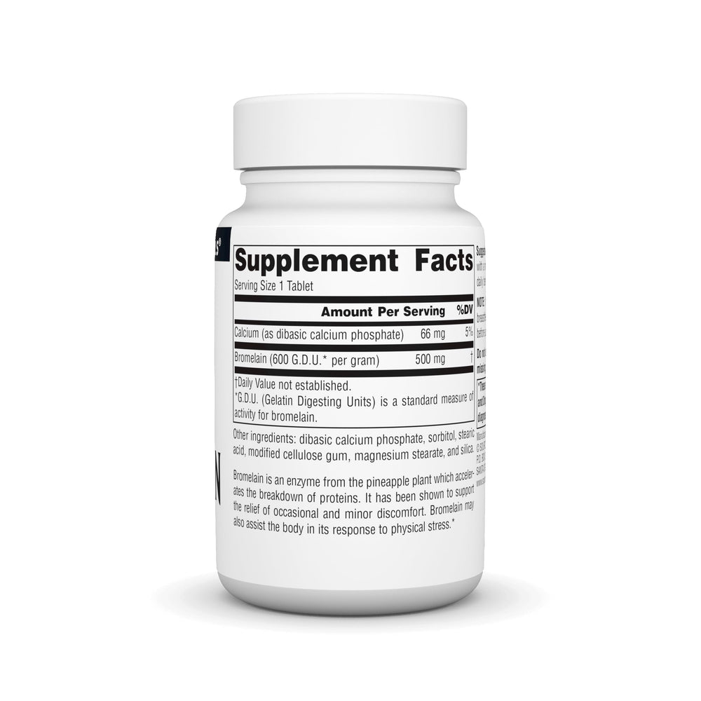 Source Naturals Bromelain tablets close-up for everyday protein digestion support.