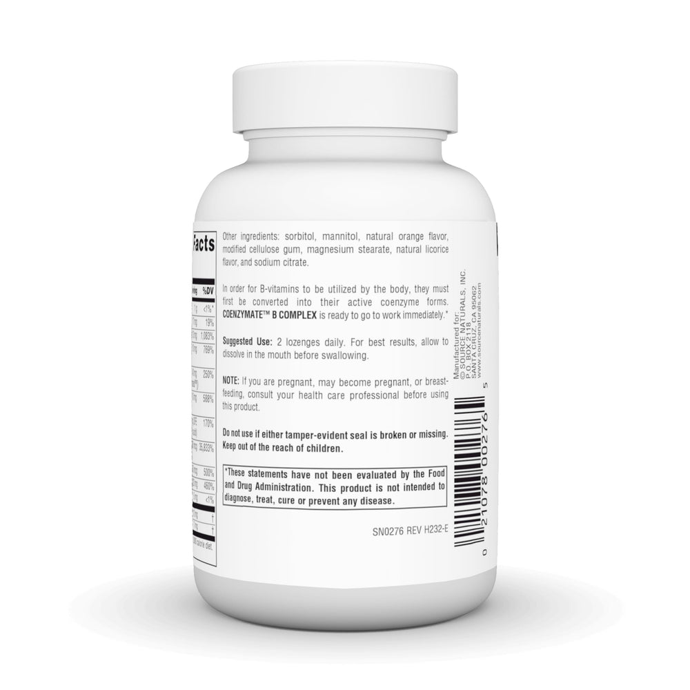 Source Naturals Coenzymate B Complex orange lozenge close-up for vibrant daily routine.
