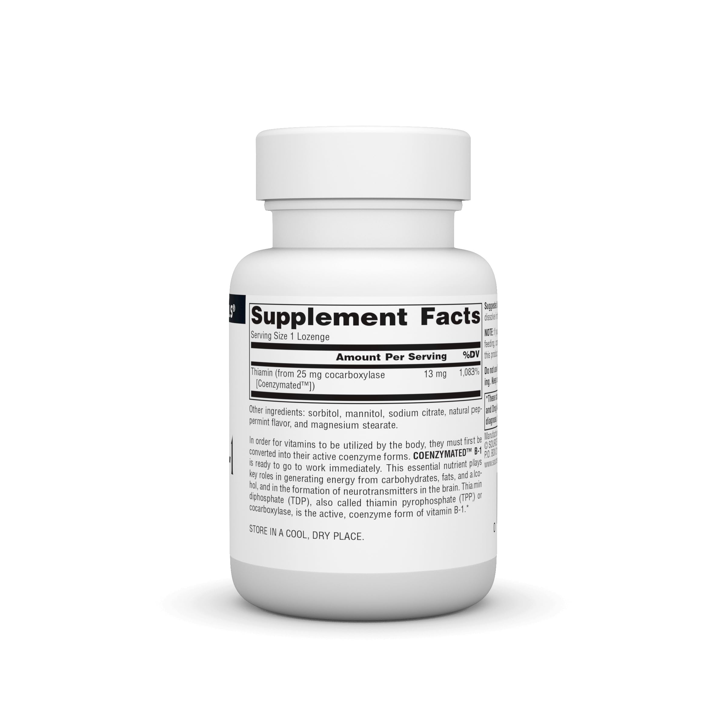 Coenzymated B-1 lozenge dissolving for convenient consumption