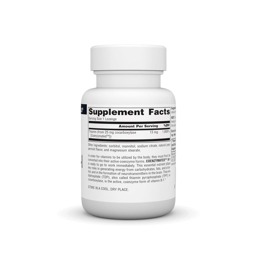 Coenzymated B-1 lozenge dissolving for convenient consumption