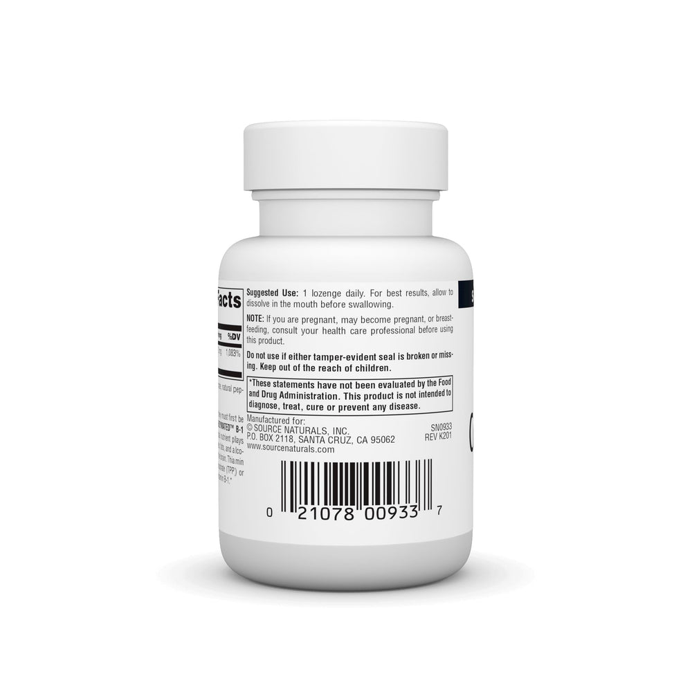 Peppermint lozenge from Source Naturals Coenzymated B-1 with mint flavor