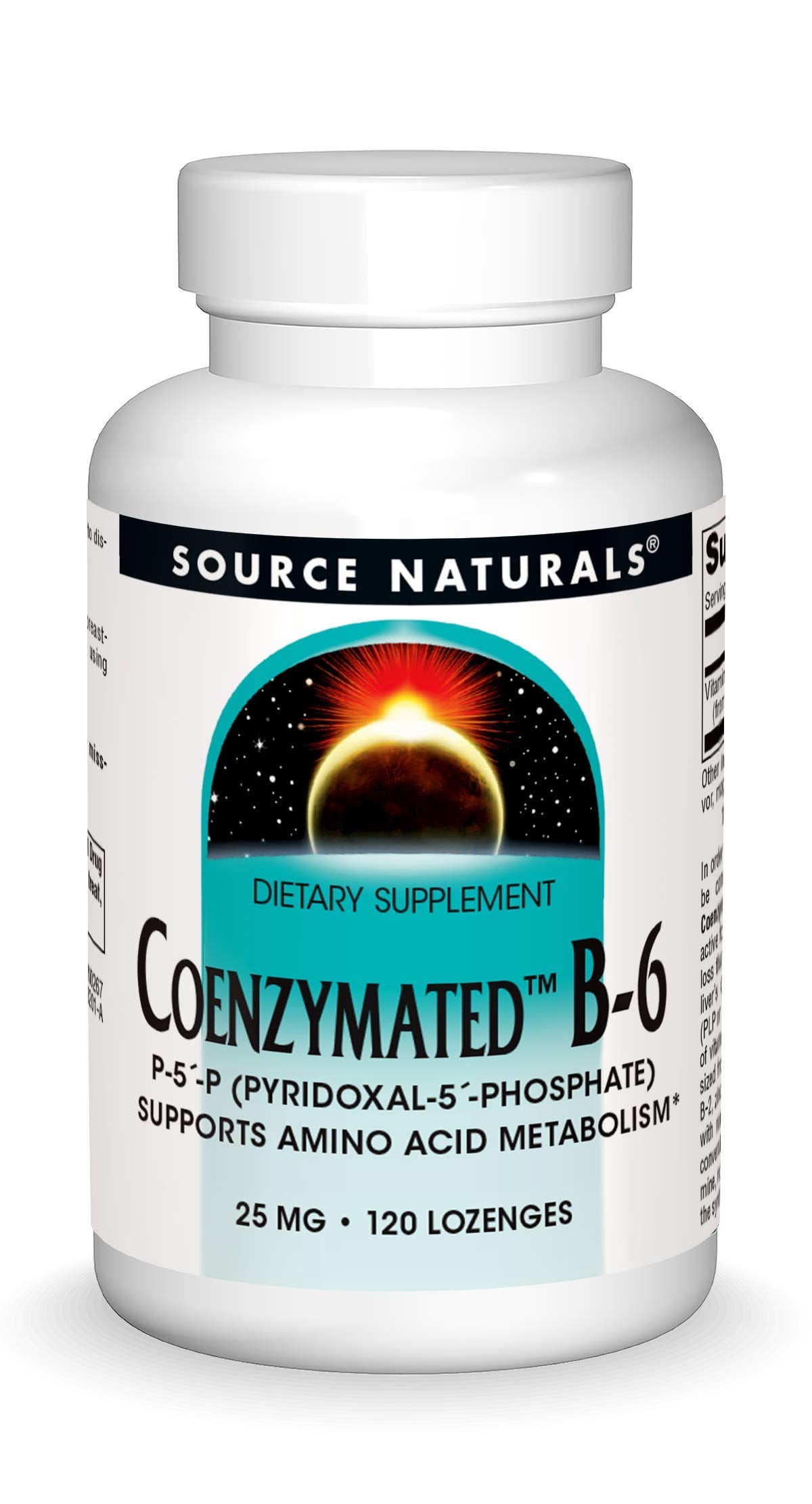 Source Naturals Coenzymated B-6 bottle supports daily amino acid metabolism.