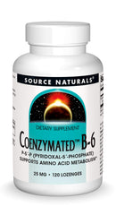 Source Naturals Coenzymated B-6 bottle supports daily amino acid metabolism.