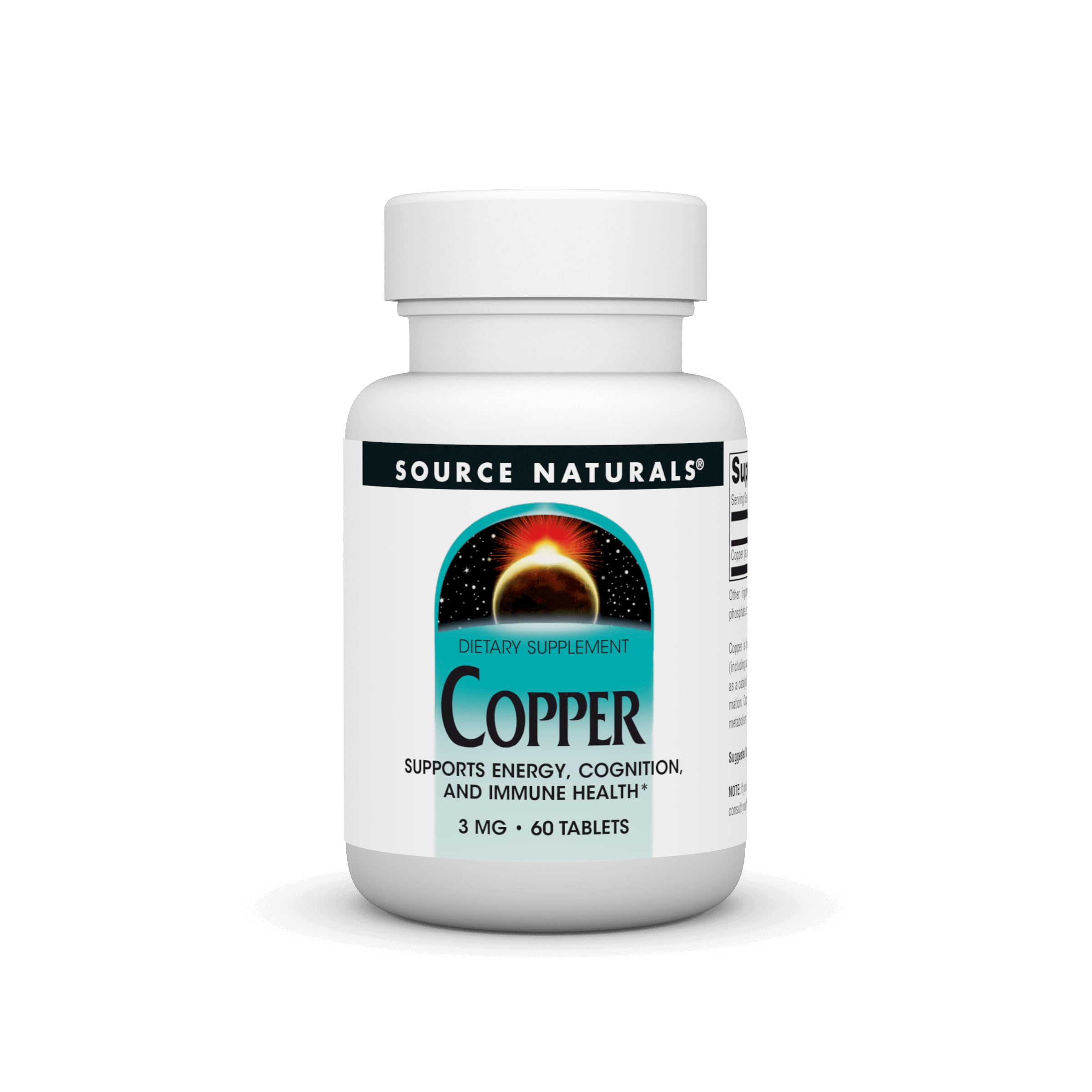 Source Naturals Copper tablets in bottle for daily energy and immune support