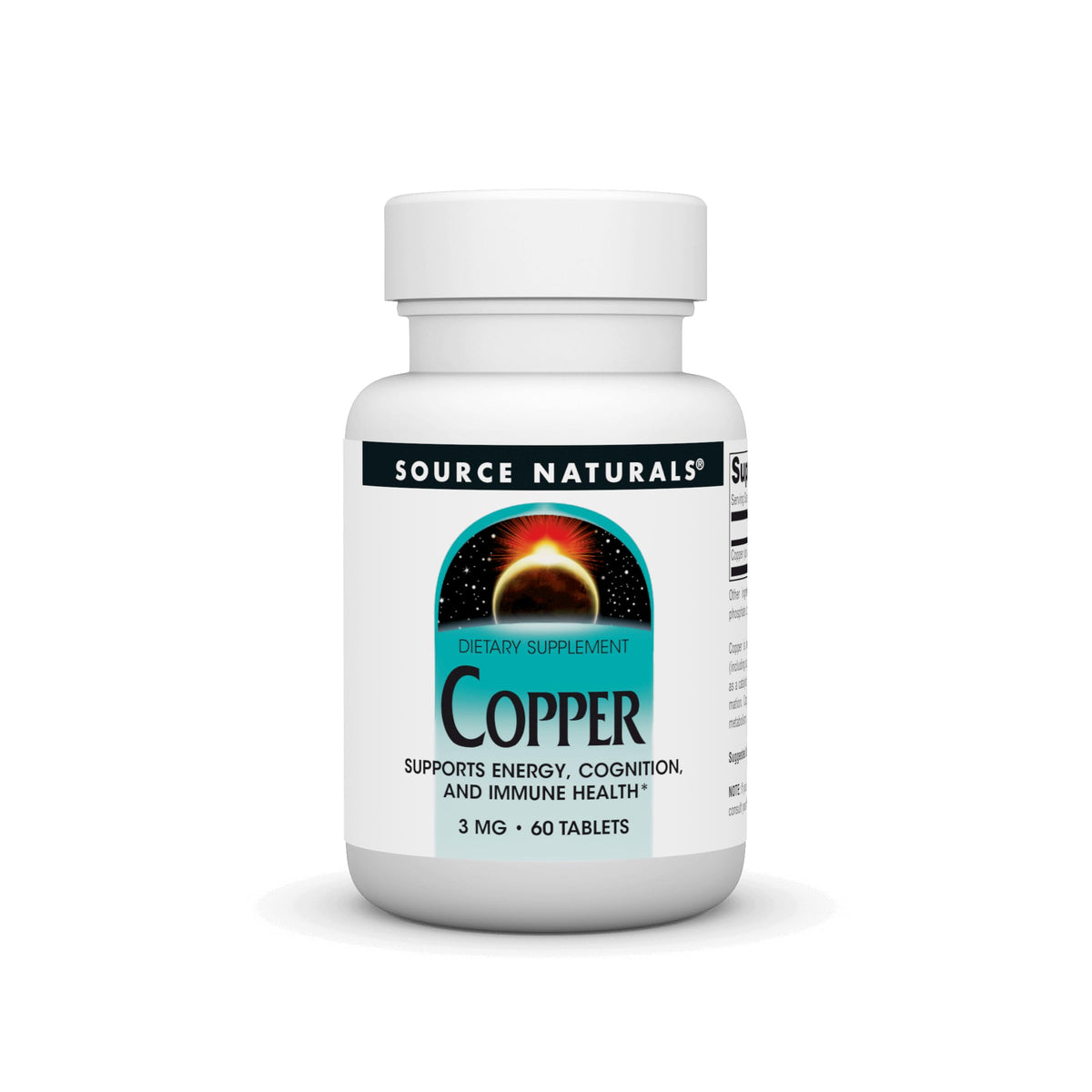 Source Naturals Copper tablets in bottle for daily energy and immune support