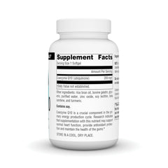 Source Naturals CoQ10 softgels capsules spilling from bottle for daily energy.
