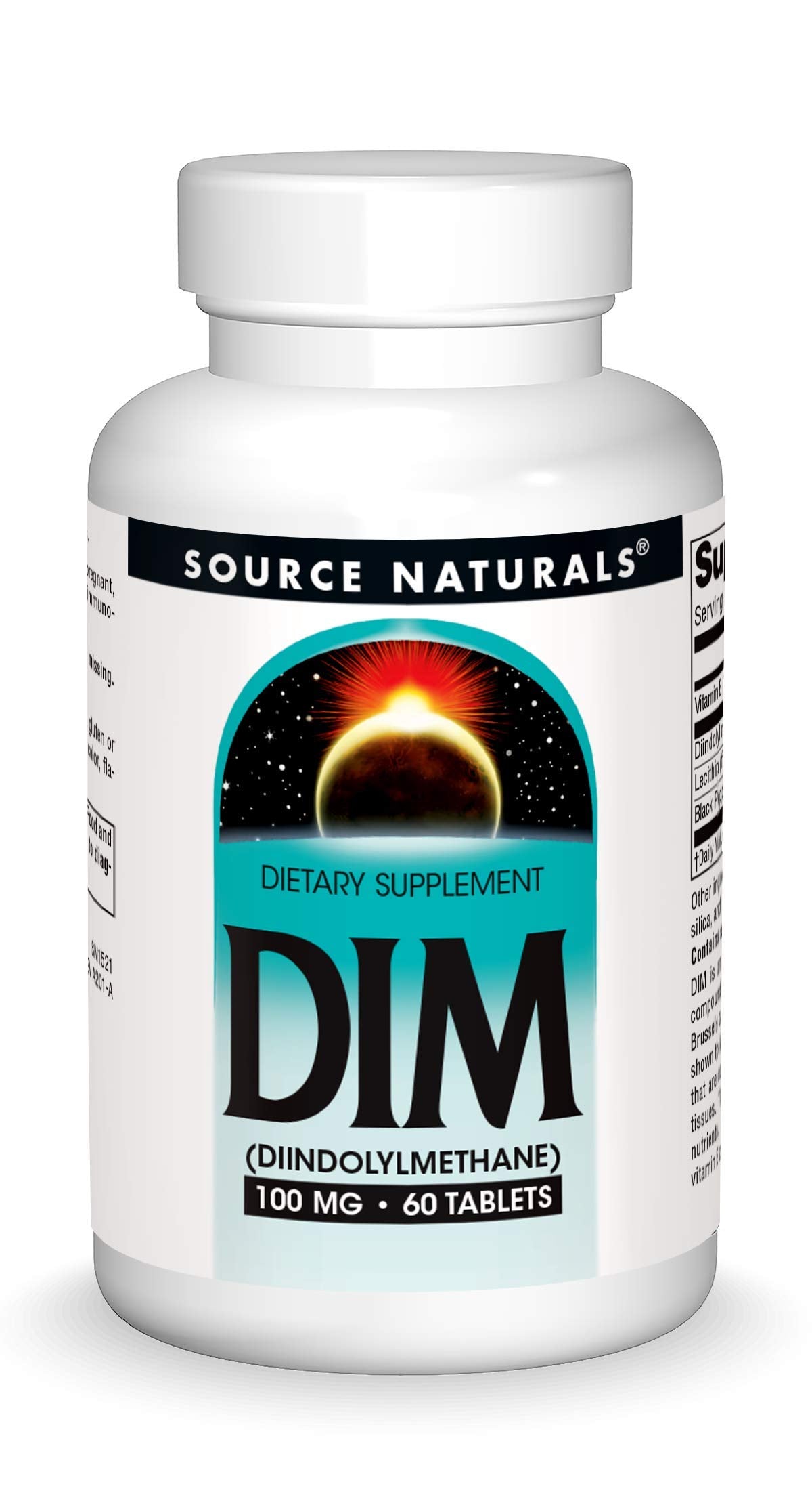 Source Naturals DIM bottle front view showing packaging and size