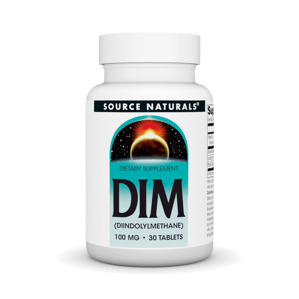 Source Naturals DIM 100 mg, tabletas para uso diario con comidas.