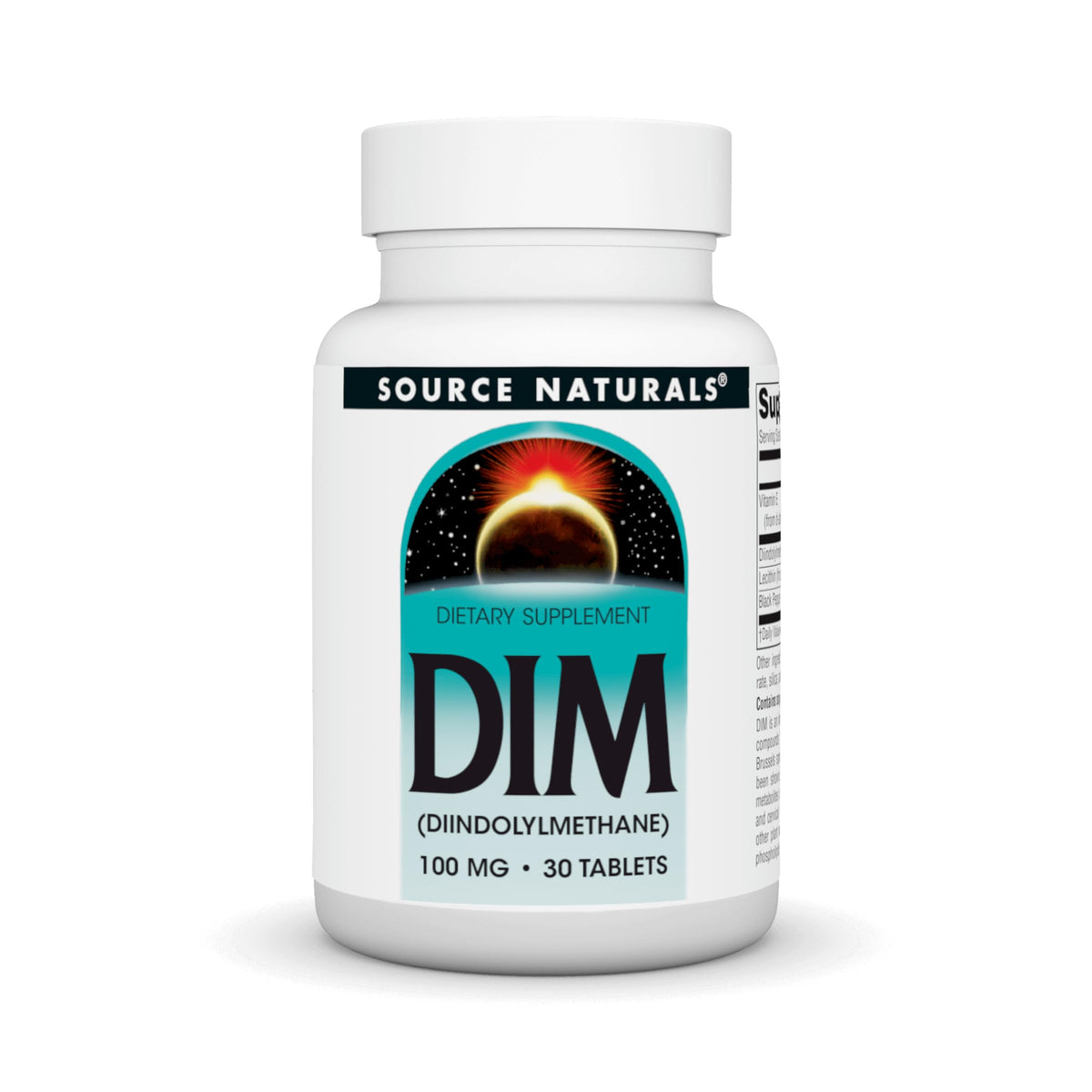 Source Naturals DIM 100 mg, tabletas para uso diario con comidas.