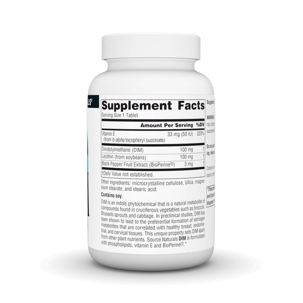 Source Naturals DIM tablets ready for daily use with meals.
