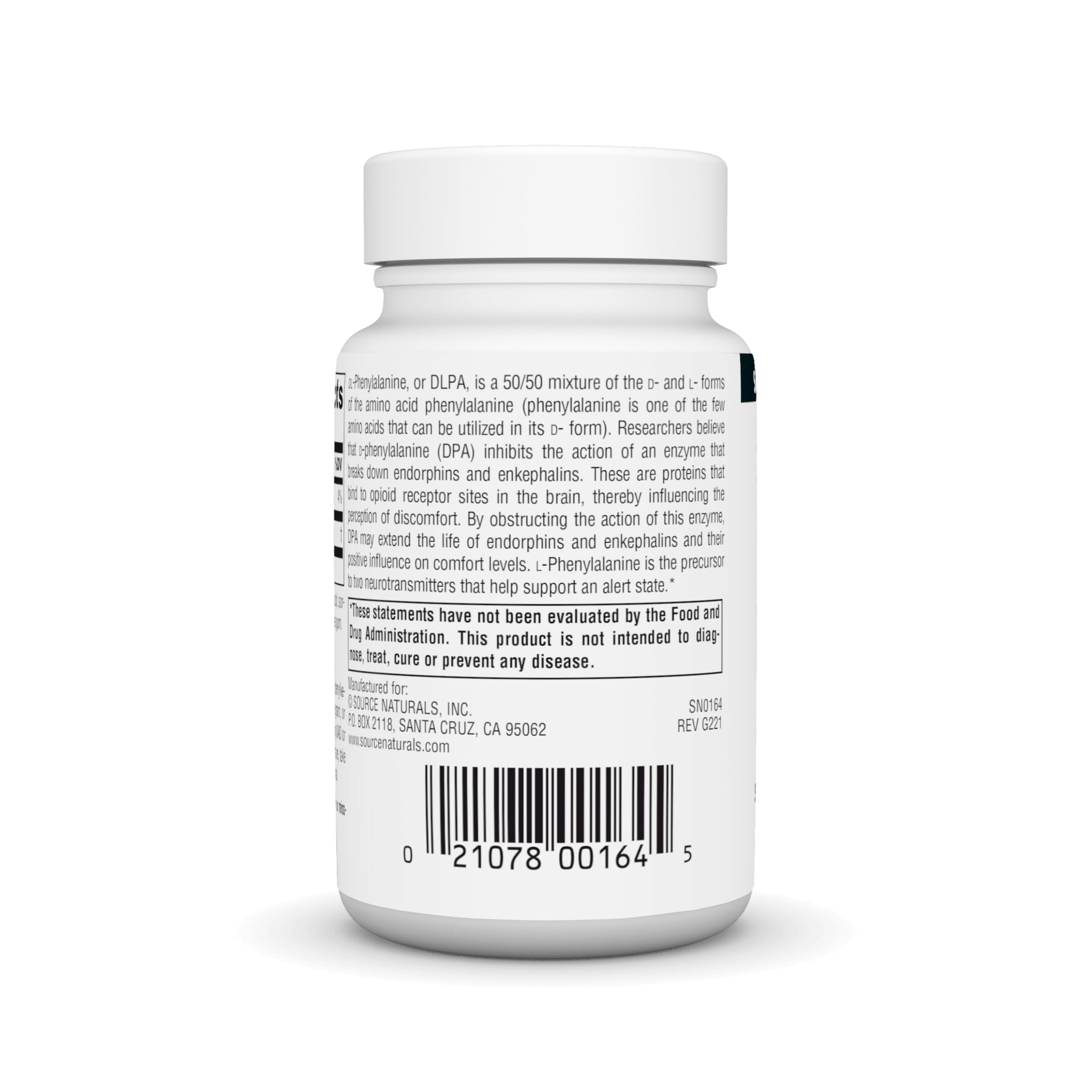 Source Naturals DLPA: etiqueta del producto para revisar ingredientes y formato.